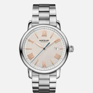 Questa è l'immagine frontale dell'orologio montblanc star legacy automatic con cinturino acciaio