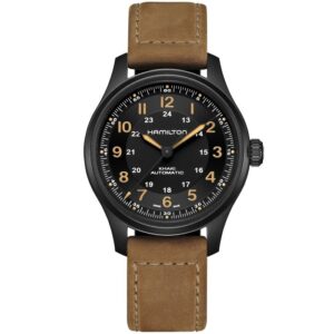 immagine frontale orologio hamilton khaki field titanium automatico