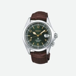 immagine frontale orologio seiko prospex alpinist con cinturino in pelle