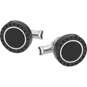 Questa è l'immagine frontale dei gemelli meisterstuck in acciaio pregiato, pvd nero e onice