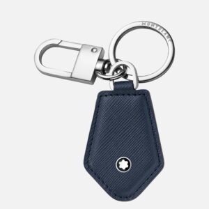Questa è l'immagine frontale del portachiavi montblanc a forma di diamante con pellame saffiano blu