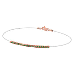QUESTA è L'IMMAGINE FRONTALE DEL BRACCIALE PADDLE GIOIELLI REALIZZATO CON NYLON TRASPARENTE E BARRETTA IN ORO ROSA E SMERALDI