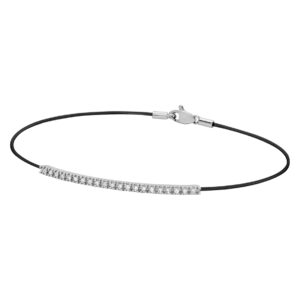 QUESTA è L'IMMAGINE FRONTALE DEL BRACCIALE PADDLE GIOIELLI REALIZZATO CON NYLON NERO E BARRETTA IN ORO BIANCO CON DIAMANTI