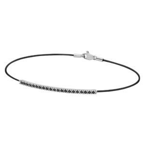 QUESTA è L'IMMAGINE FRONTALE DEL BRACCIALE PADDLE GIOELLI REALIZZATO CON NYLON NERO BARRETTA IN ORO BIANCO 18 KT CON DIAMANTI NERI