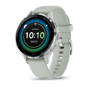 Questa è l'immagine frontale dell'orologio GARMIN Venu 3s Sage Grey Silver