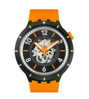 QUESTA IMMAGINE RAPPRESENTA UN OROLOGIO SWATCH FALL-IAGE DI COLORE ARANCIO
