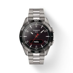 Questa è l'immagine frontale dell'orologio tissot t-touch connect sport in titanio