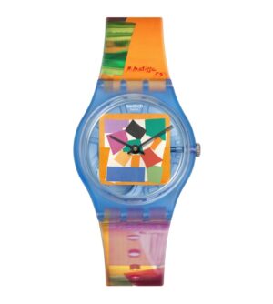 Questa è l'immagine frontale dell'orologio swatch matisse's snail