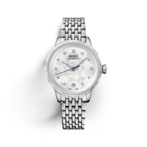 Questa è l'immagine dell'orologio mido rainflower lady con quadrante in madreperla di mm 34