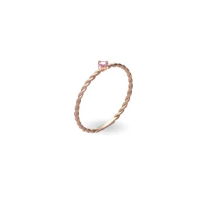 FILO D'AMORE Anello Cupido ritorto Oro Rosa 9 kt con zaffiro rosa da 0,05 ct mis 12 AN357RZR