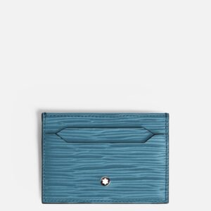 Questa è l'immagine frontale del portacarte di montblanc a 5 scomparti nel pellame 4810, colorazione blu fumè