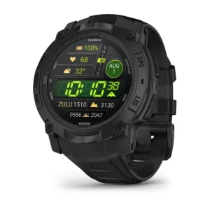 Questa è l'immagine frontale dell'orologio garmin instinct 3 50 mm amoled tactical black