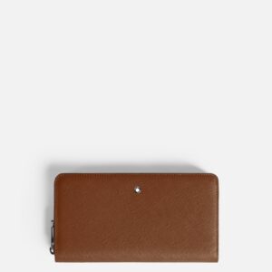 Questa è l'immagine frontale del portafoglio con cerniera e 12 scomparti di montblanc nel pellame sartorial fulvo